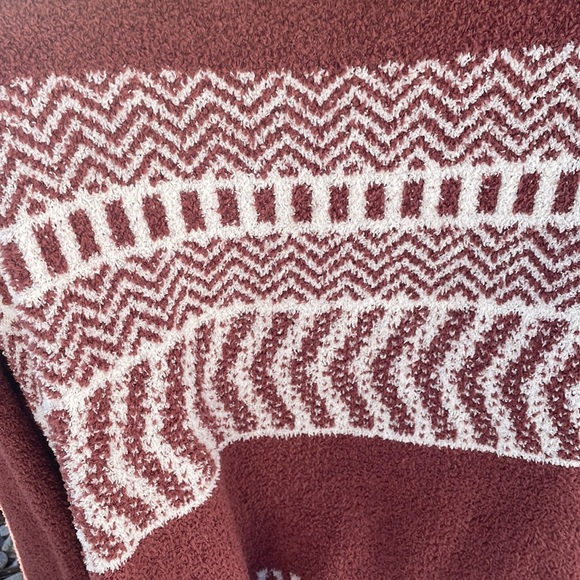 82. CLEARANCE Last 1! Soft pocket Burnt Red/light burgundy Aztec belted cardigan - Picture 12 of 12